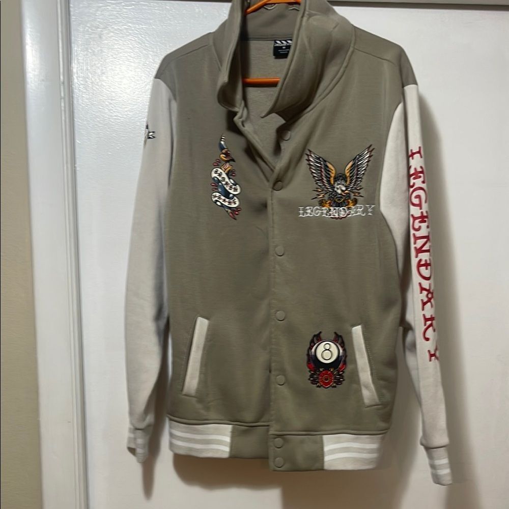 RGSTR  Bomber Jacket with  graphic and Embroidered Details size medium